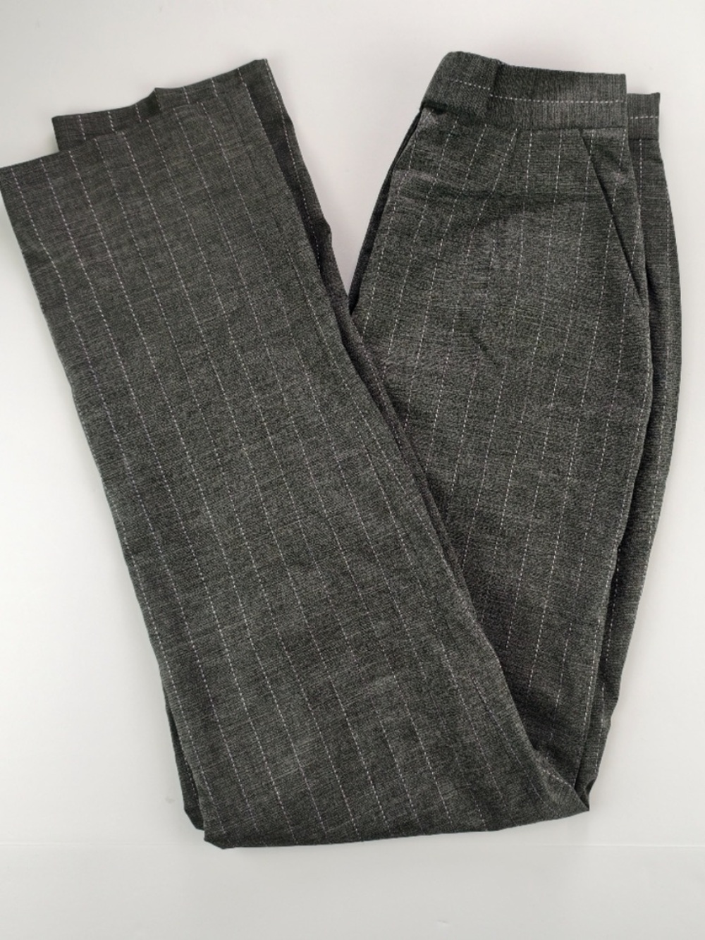 Holt Renfrew Collection Grey Wool-Blend Pinstripe Pants Women 2 Elegant Workwear